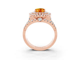 Rose gold Double Halo Oval Cut Diamond Split Shank Pave Set Ring_3