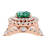 Rose gold Double Halo Oval Cut Diamond Split Shank Pave Set Ring_4