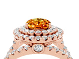 Rose gold Double Halo Oval Cut Diamond Split Shank Pave Set Ring_4