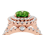 Rose gold Double Halo Oval Cut Diamond Split Shank Pave Set Ring_4
