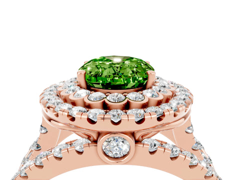 Rose gold Double Halo Oval Cut Diamond Split Shank Pave Set Ring_4