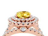 Rose gold Double Halo Oval Cut Diamond Split Shank Pave Set Ring_4