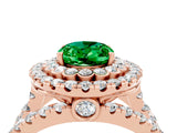 Rose gold Double Halo Oval Cut Diamond Split Shank Pave Set Ring_4