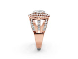 Rose gold Double Halo Oval Cut Diamond Split Shank Pave Set Ring_5