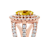 Rose gold Double Halo Oval Cut Diamond Split Shank Pave Set Ring_5