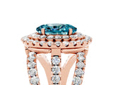 Rose gold Double Halo Oval Cut Diamond Split Shank Pave Set Ring_5