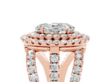 Rose gold Double Halo Oval Cut Diamond Split Shank Pave Set Ring_5