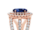 Rose gold Double Halo Oval Cut Diamond Split Shank Pave Set Ring_5
