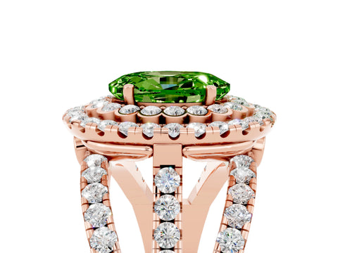 Rose gold Double Halo Oval Cut Diamond Split Shank Pave Set Ring_5