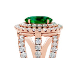 Rose gold Double Halo Oval Cut Diamond Split Shank Pave Set Ring_5