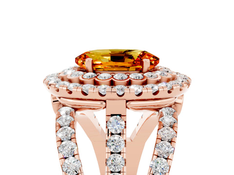 Rose gold Double Halo Oval Cut Diamond Split Shank Pave Set Ring_5