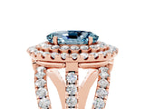 Rose gold Double Halo Oval Cut Diamond Split Shank Pave Set Ring_5