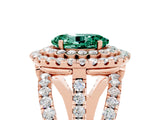 Rose gold Double Halo Oval Cut Diamond Split Shank Pave Set Ring_5
