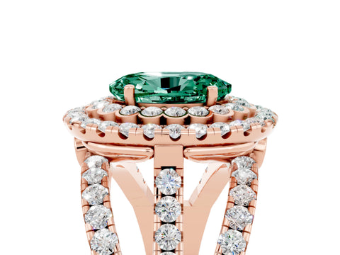 Rose gold Double Halo Oval Cut Diamond Split Shank Pave Set Ring_5