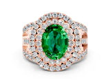 Rose gold Double Halo Oval Cut Diamond Split Shank Pave Set Ring