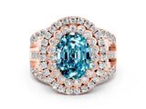 Rose gold Double Halo Oval Cut Diamond Split Shank Pave Set Ring