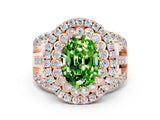 Rose gold Double Halo Oval Cut Diamond Split Shank Pave Set Ring
