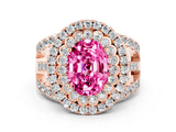 Rose gold Double Halo Oval Cut Diamond Split Shank Pave Set Ring