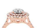 Rose gold Double Halo Oval Cut Moissanite Pavé Band with Four-Prong Setting_4