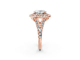 Rose gold Double Halo Oval Cut Pave Split Shank Prong Set Ring_17