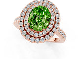 Rose gold Double Halo Oval Cut Peridot Pavé Band with Four-Prong Setting_1