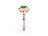 Rose gold Double Halo Oval Cut Peridot Pavé Band with Four-Prong Setting_2