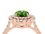 Rose gold Double Halo Oval Cut Peridot Pavé Band with Four-Prong Setting_4