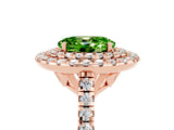 Rose gold Double Halo Oval Cut Peridot Pavé Band with Four-Prong Setting_5