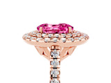 Rose gold Double Halo Oval Cut Pink Sapphire Pavé Band with Four-Prong Setting_29