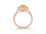 Rose gold Double Halo Oval Cut Yellow Sapphire Pavé Band with Four-Prong Setting_27