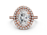 Rose gold Double Halo Oval Diamond Pave Band with Four-Prong Setting_63