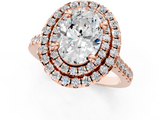 Rose gold Double Halo Oval Diamond Pave Band with Four-Prong Setting_64