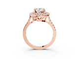 Rose gold Double Halo Oval Diamond Pave Band with Four-Prong Setting_66