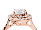 Rose gold Double Halo Oval Diamond Pave Band with Four-Prong Setting_67