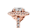 Rose gold Double Halo Oval Diamond Pave Band with Four-Prong Setting_68