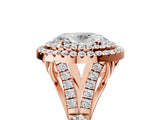 Rose gold Double Halo Oval-Shaped Split Shank Diamond Ring with Prong Setting_24