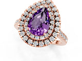 Rose gold Double Halo Pear Cut Amethyst Pavé Band with Four-Prong Setting_1