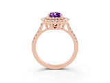 Rose gold Double Halo Pear Cut Amethyst Pavé Band with Four-Prong Setting_3
