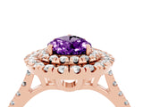 Rose gold Double Halo Pear Cut Amethyst Pavé Band with Four-Prong Setting_4