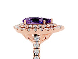 Rose gold Double Halo Pear Cut Amethyst Pavé Band with Four-Prong Setting_5