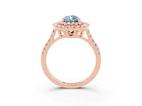 Rose gold Double Halo Pear Cut Aquamarine Pavé Band with Four-Prong Setting_3