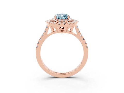 Rose gold Double Halo Pear Cut Aquamarine Pavé Band with Four-Prong Setting_3