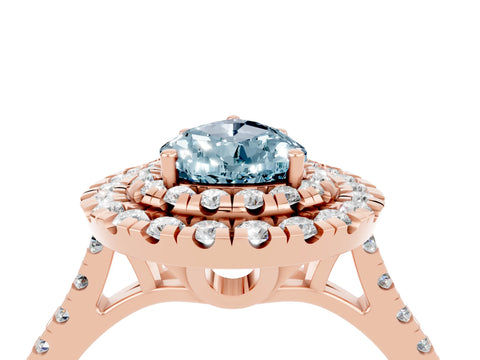 Rose gold Double Halo Pear Cut Aquamarine Pavé Band with Four-Prong Setting_4