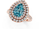 Rose gold Double Halo Pear Cut Blue Topaz Pavé Band with Four-Prong Setting_1