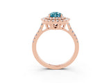 Rose gold Double Halo Pear Cut Blue Topaz Pavé Band with Four-Prong Setting_3