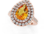 Rose gold Double Halo Pear Cut Citrine Pavé Band with Four-Prong Setting_1