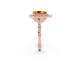 Rose gold Double Halo Pear Cut Citrine Pavé Band with Four-Prong Setting_2