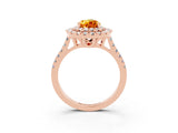 Rose gold Double Halo Pear Cut Citrine Pavé Band with Four-Prong Setting_3