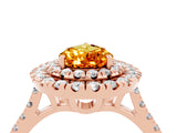 Rose gold Double Halo Pear Cut Citrine Pavé Band with Four-Prong Setting_4
