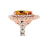 Rose gold Double Halo Pear Cut Citrine Pavé Band with Four-Prong Setting_5